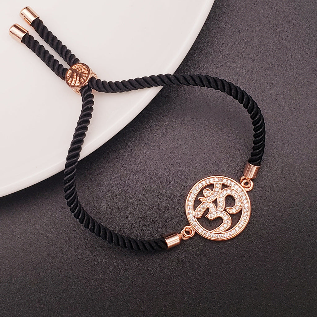 Om Rose Gold American Diamond Copper Thread Bracelet For Women Bulk