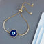 Cz Blue White Gold Evil Eye Hexagon Charms Slider Bracelet Girls Bulk