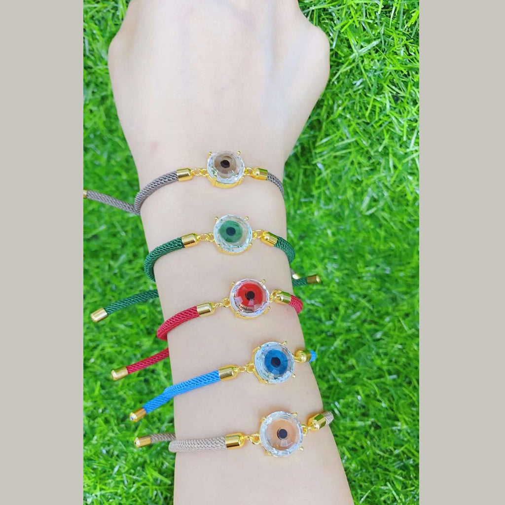 Blue Glass Eye Gold Bracelet Brass For Women Bulk