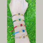 Blue Glass Eye Gold Bracelet Brass For Women Bulk