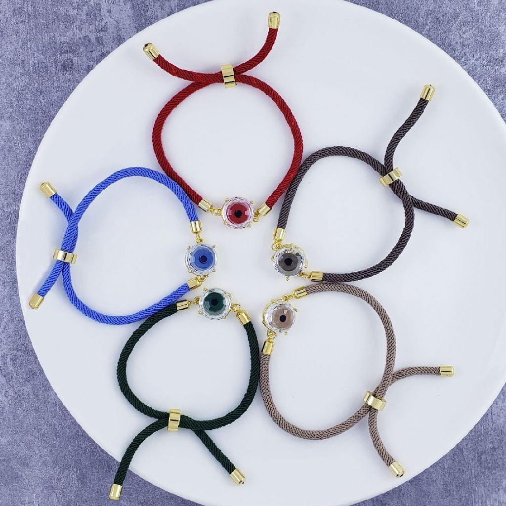 Blue Glass Eye Gold Bracelet Brass For Women Bulk