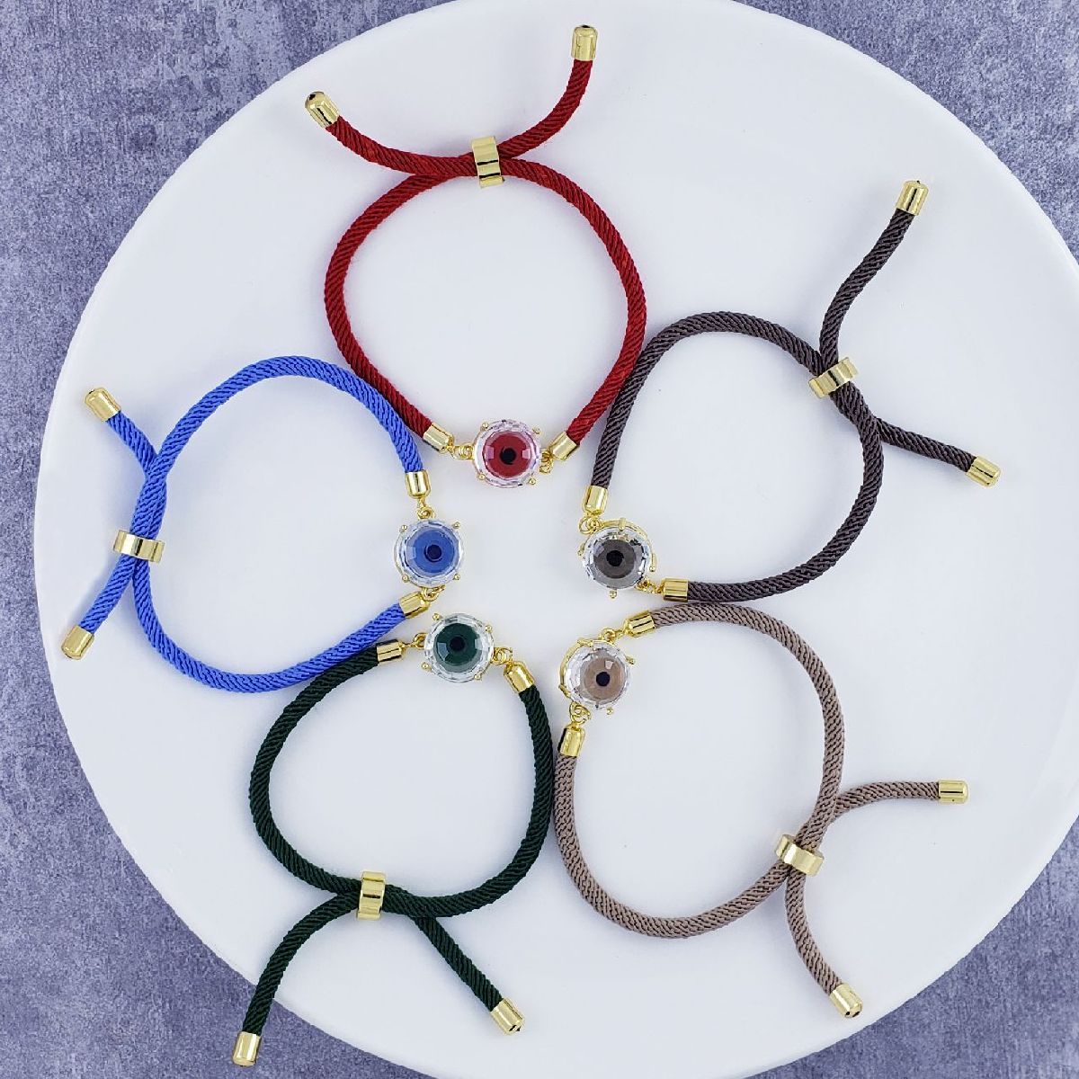 Blue Glass Eye Gold Bracelet Brass For Women Bulk