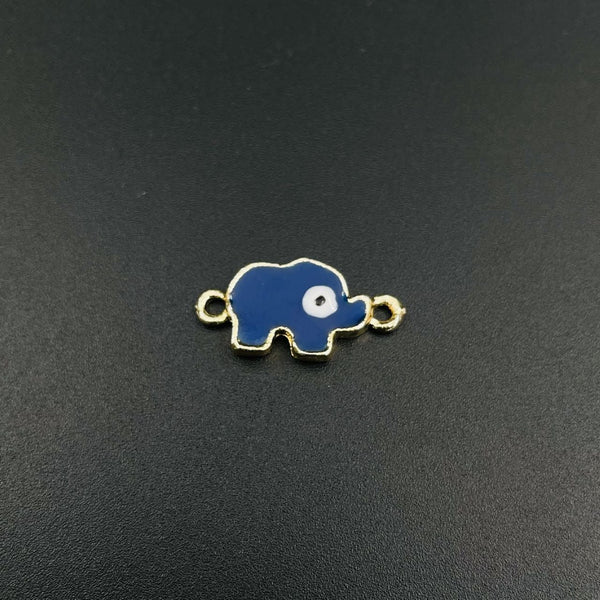 Alloy Enamel Elephant Evil Eye Dark Blue Gold Charm Women Main image