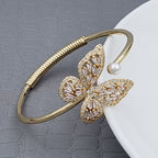 Butterfly Baguette Gold Copper CZ Adjustable Kada Bangle Bulk
