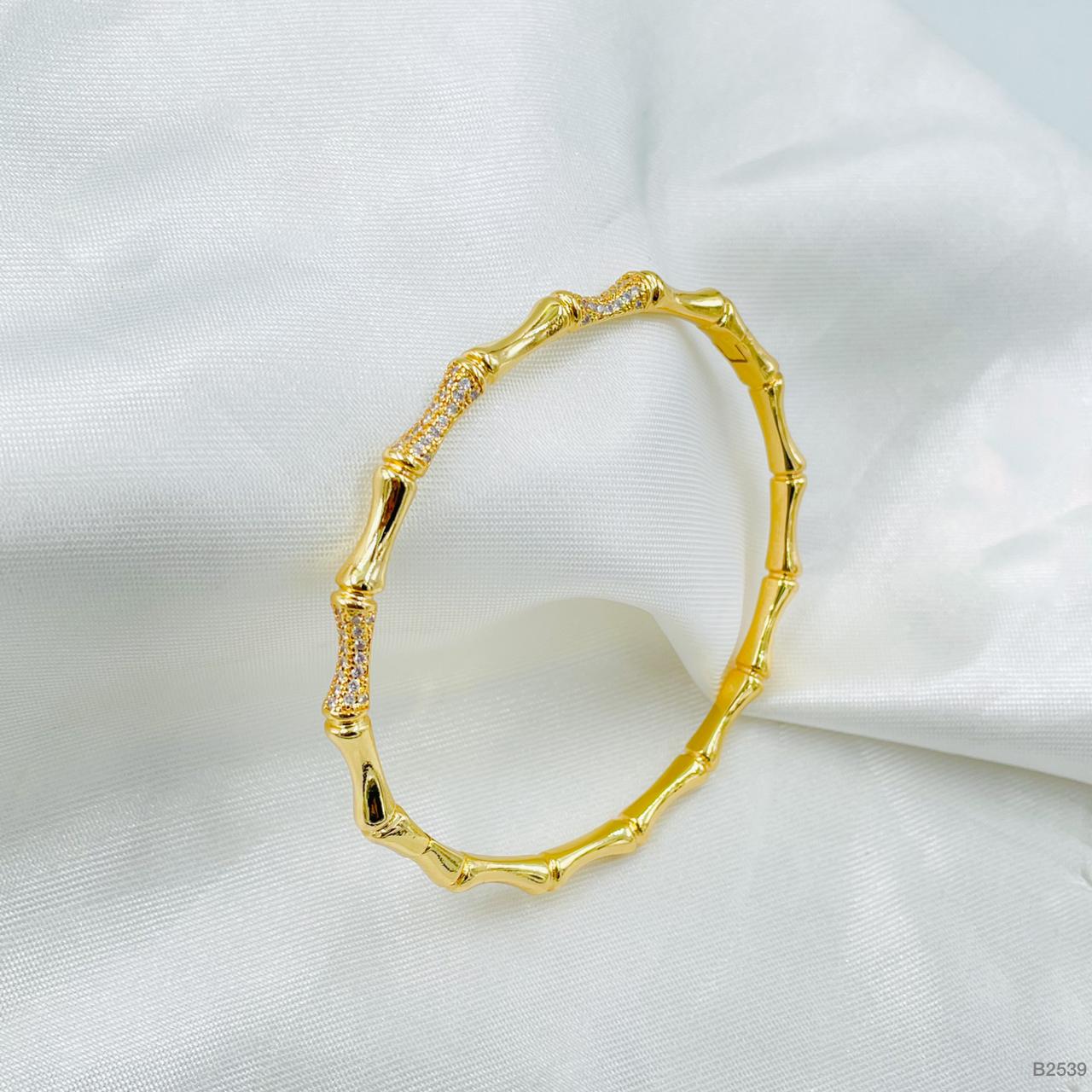 Slim 3D Cubic Zirconia Gold Openable Bangle Kada Cuff For Women Bulk Main image