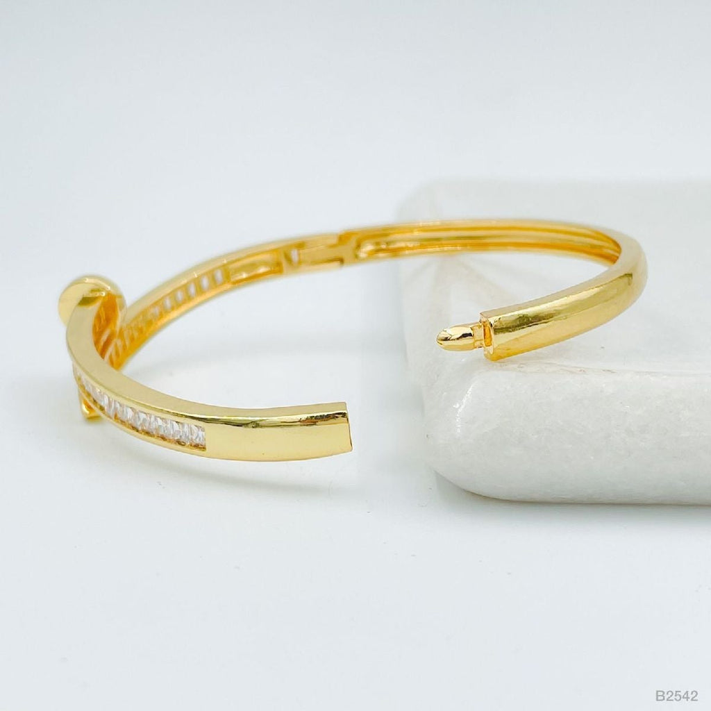 Nail Gothic Copper Baguette Cubic Zirconia Gold Bangle Kada Women Bulk