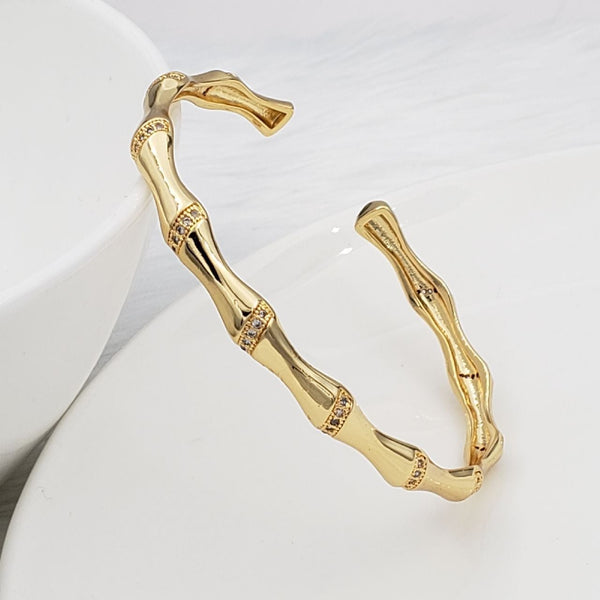 Copper Crystal Cubic Zirconia Gold Bangle Cuff Kada Women Bulk Main image