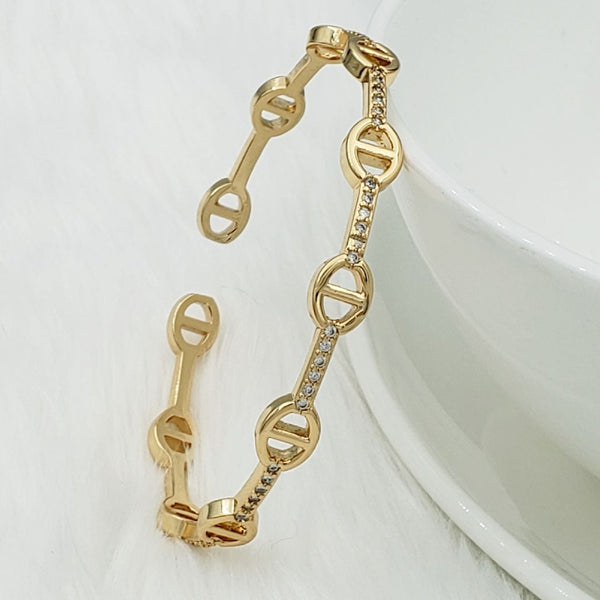 Stylish Oval Gold Copper American Diamonds Cuff Kada Bangle Women Bulk Main image