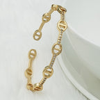 Stylish Oval Gold Copper American Diamonds Cuff Kada Bangle Women Bulk