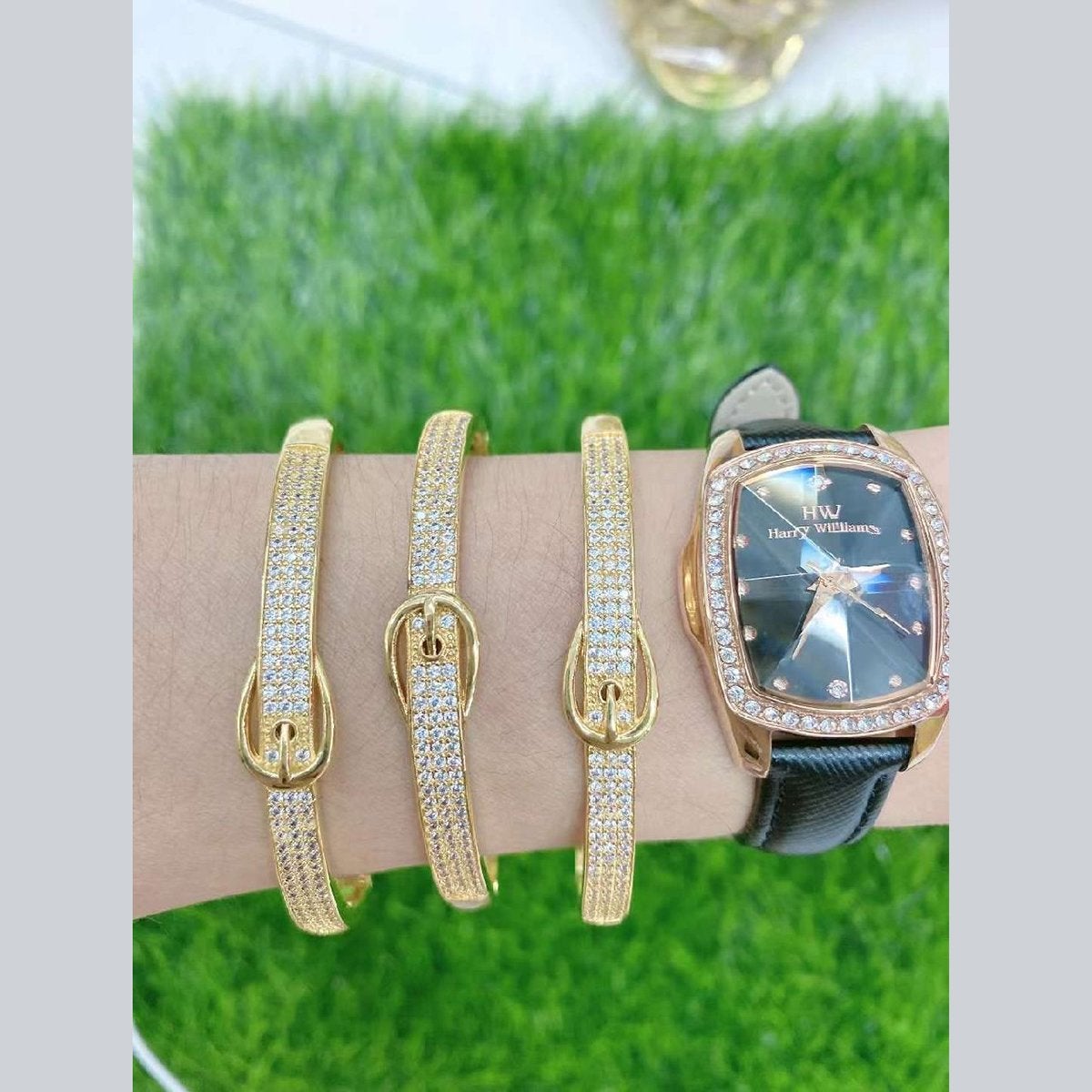 Belt Buckle Gold Copper American Diamonds Openable Kada Bangle Bulk