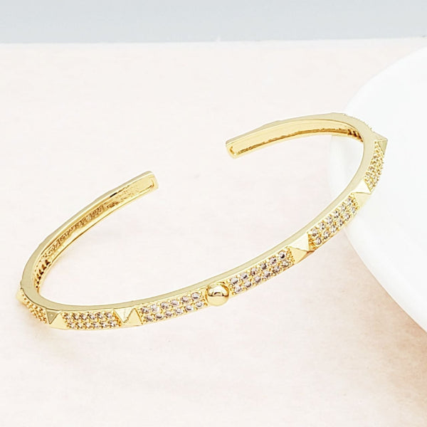 Poky Half Gold Copper CZ Adjustable Cuff Kada Bangle Bulk Main image