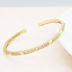 Poky Half Gold Copper CZ Adjustable Cuff Kada Bangle Bulk