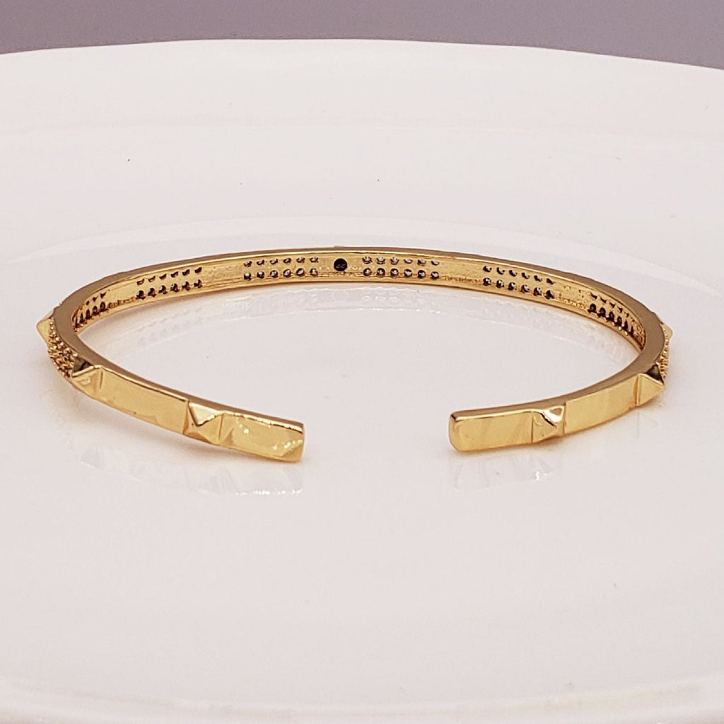 Poky Half Gold Copper CZ Adjustable Cuff Kada Bangle Bulk