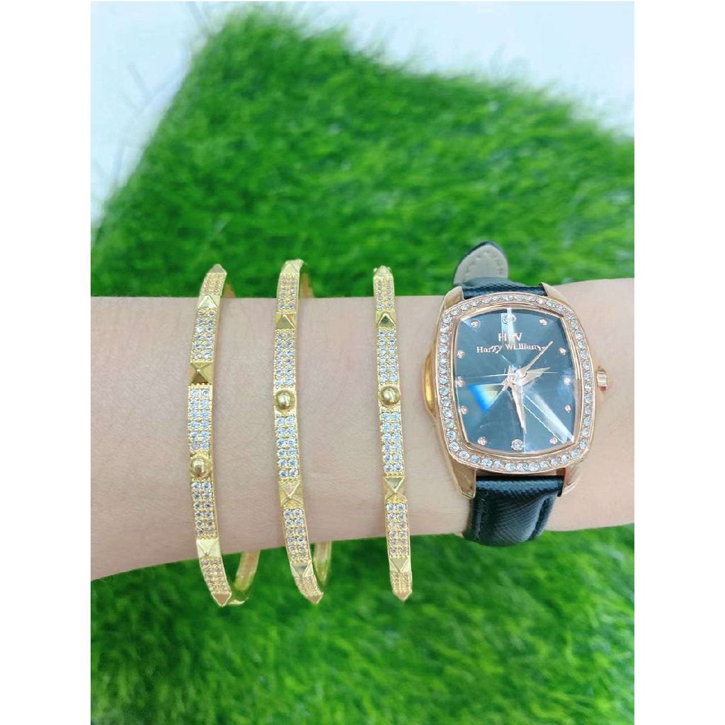 Poky Half Gold Copper CZ Adjustable Cuff Kada Bangle Bulk