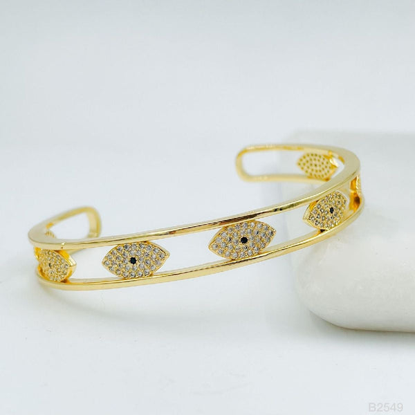 Evil Eye Copper Cubic Zirconia Gold Bangle Kada Cuff Women Bulk Main image
