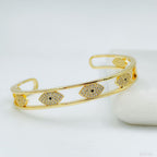 Evil Eye Copper Cubic Zirconia Gold Bangle Kada Cuff Women Bulk