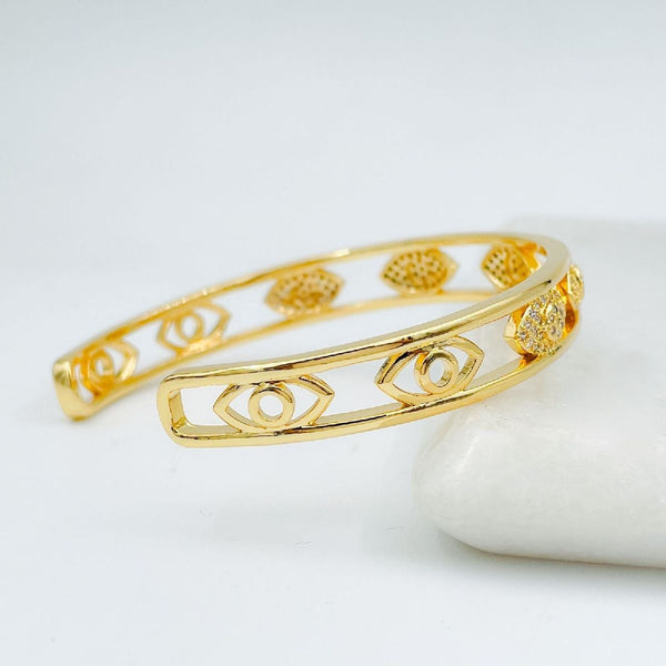 Evil Eye Copper Cubic Zirconia Gold Bangle Kada Cuff Women Bulk Secondary image