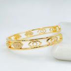 Evil Eye Copper Cubic Zirconia Gold Bangle Kada Cuff Women Bulk