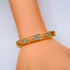 Evil Eye Copper Cubic Zirconia Gold Bangle Kada Cuff Women Bulk