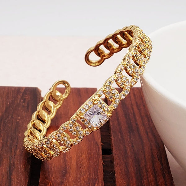 Curb Princess Cut Solitaire Copper American Diamond Cuff Kada Bulk Main image