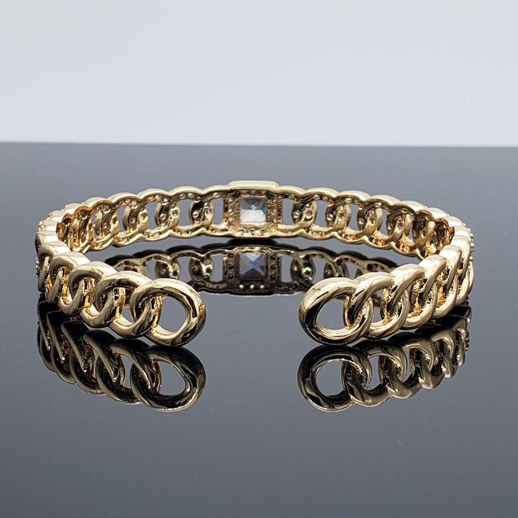 Curb Princess Cut Solitaire Copper American Diamond Cuff Kada Bulk