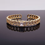 Curb Princess Cut Solitaire Copper American Diamond Cuff Kada Bulk