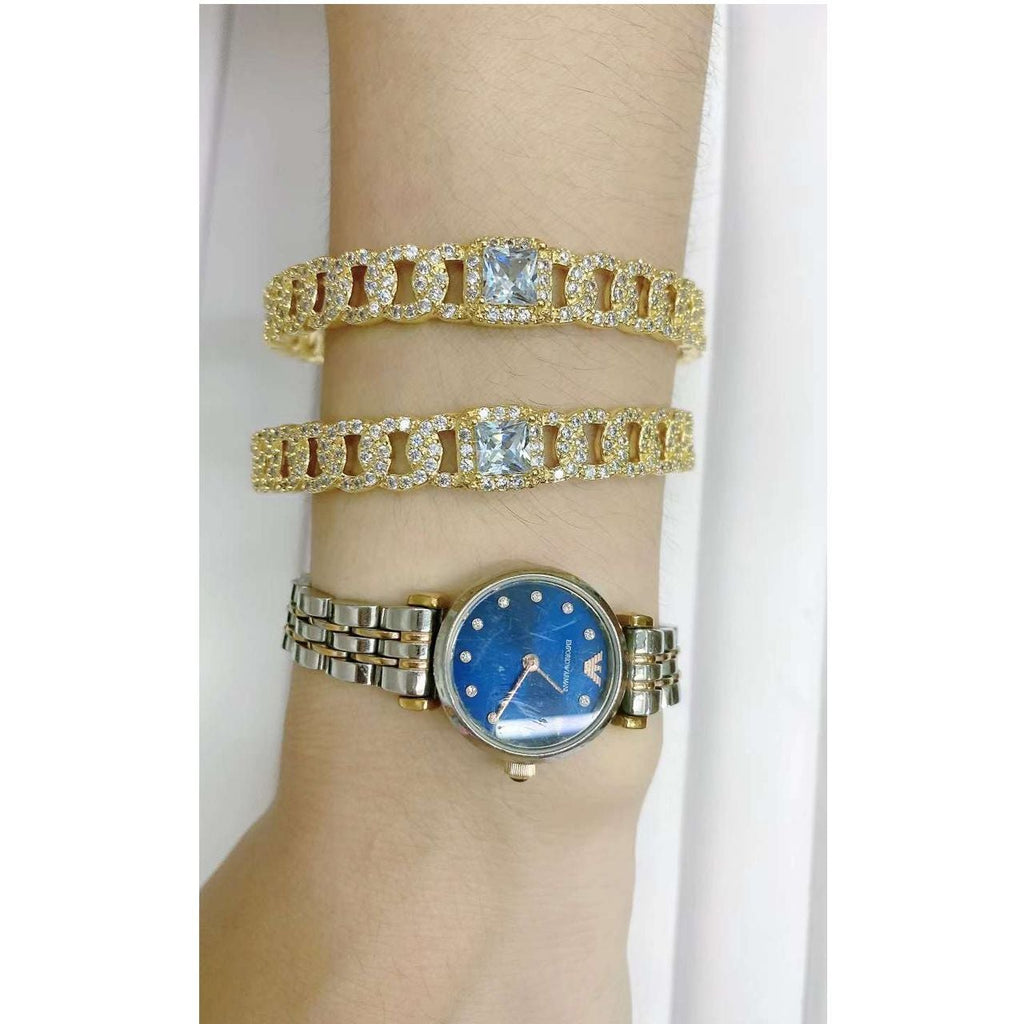 Curb Princess Cut Solitaire Copper American Diamond Cuff Kada Bulk