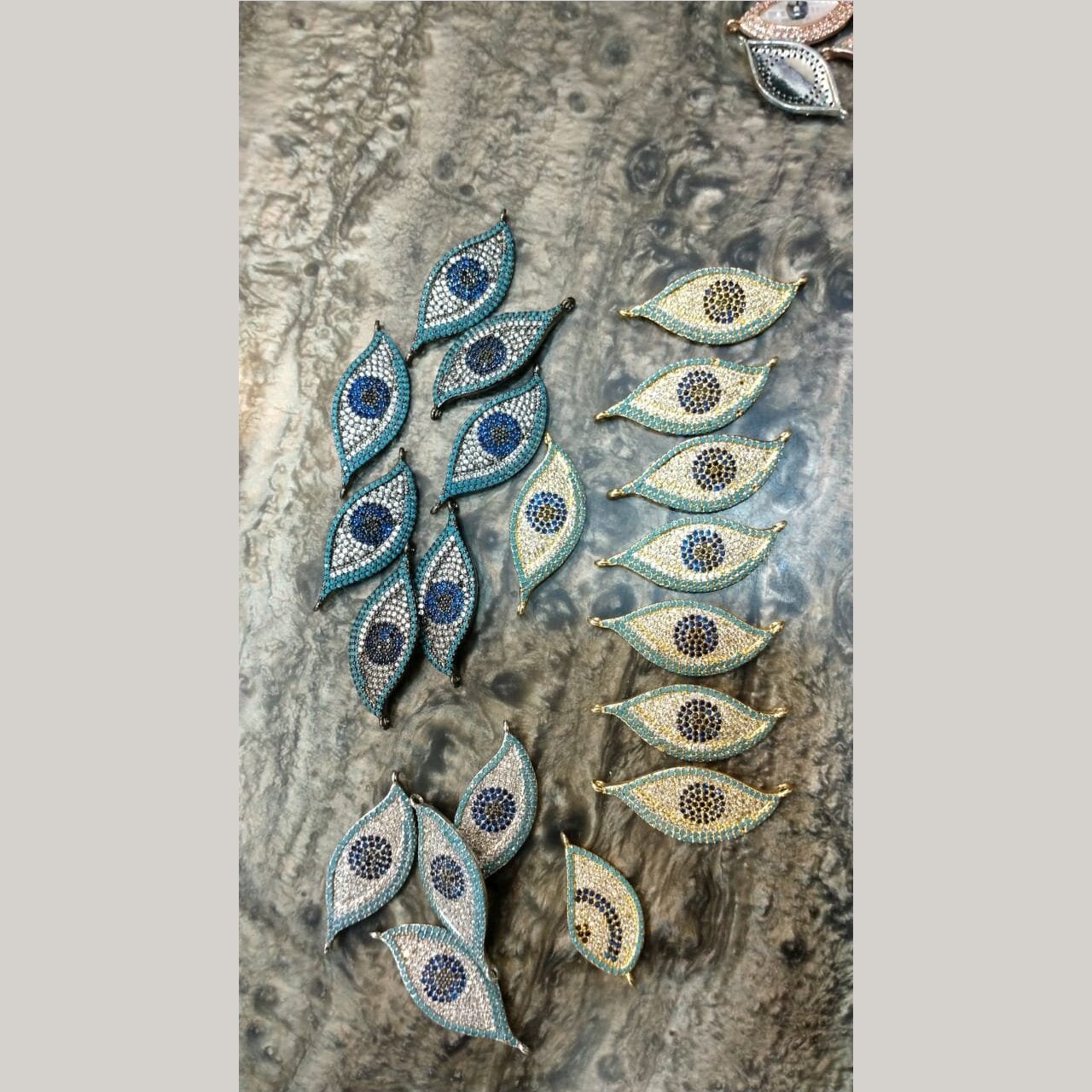 Evil Eye Leaf Silver American Diamond Crystal Centre Pcs Women Bulk