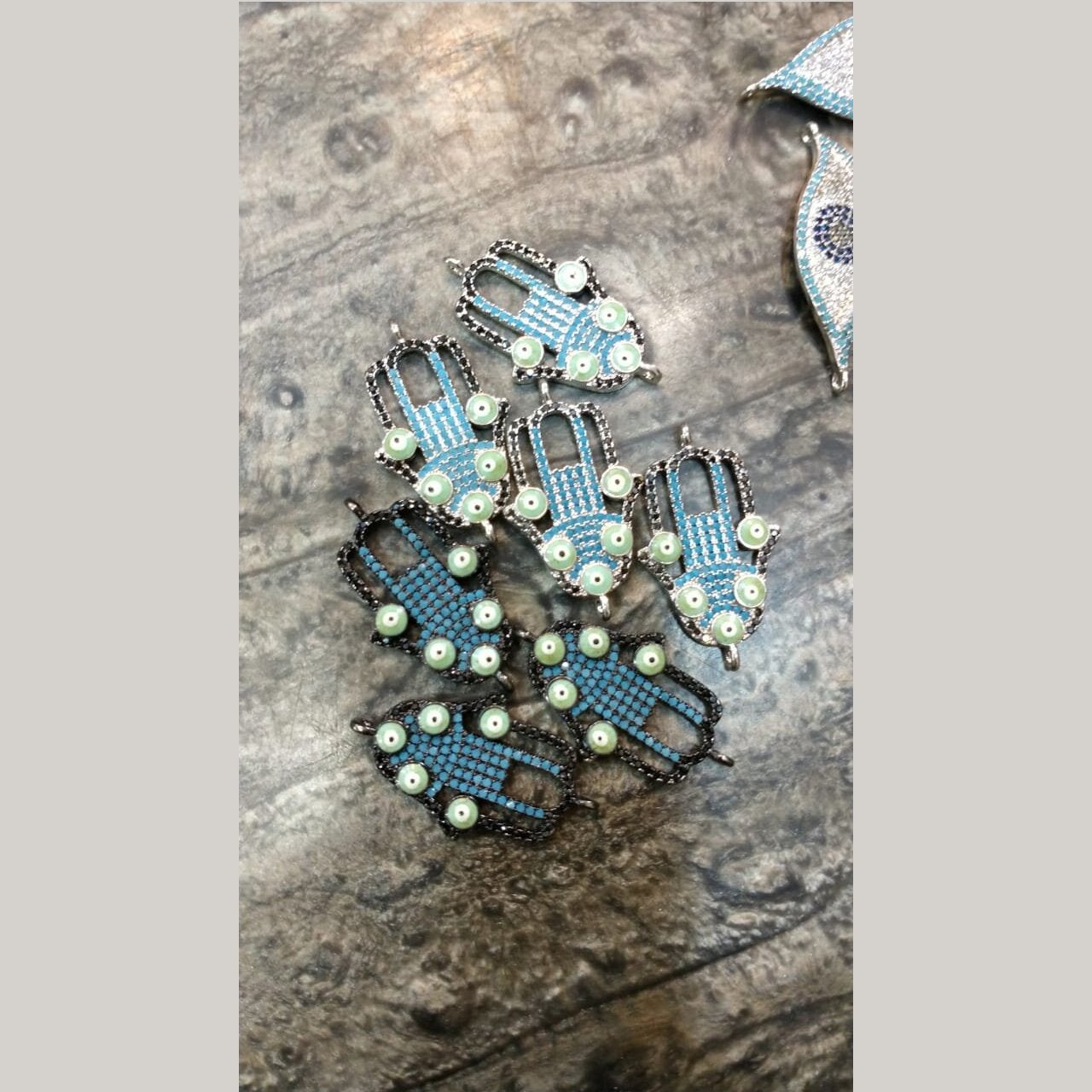 Hamsa Evil Eye Black Silver Blue CZ Crystal Centre Pcs Bulk Main image