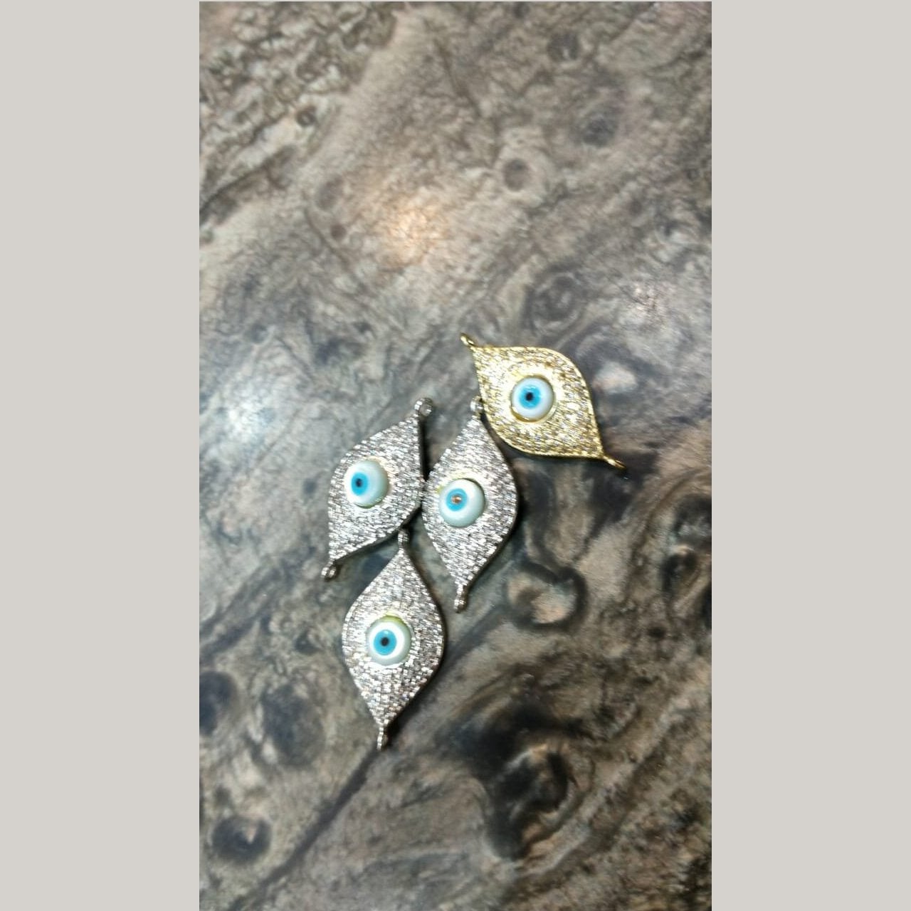 Evil Eye Leaf Gold American Diamond Crystal Centre Pcs For Women Bulk