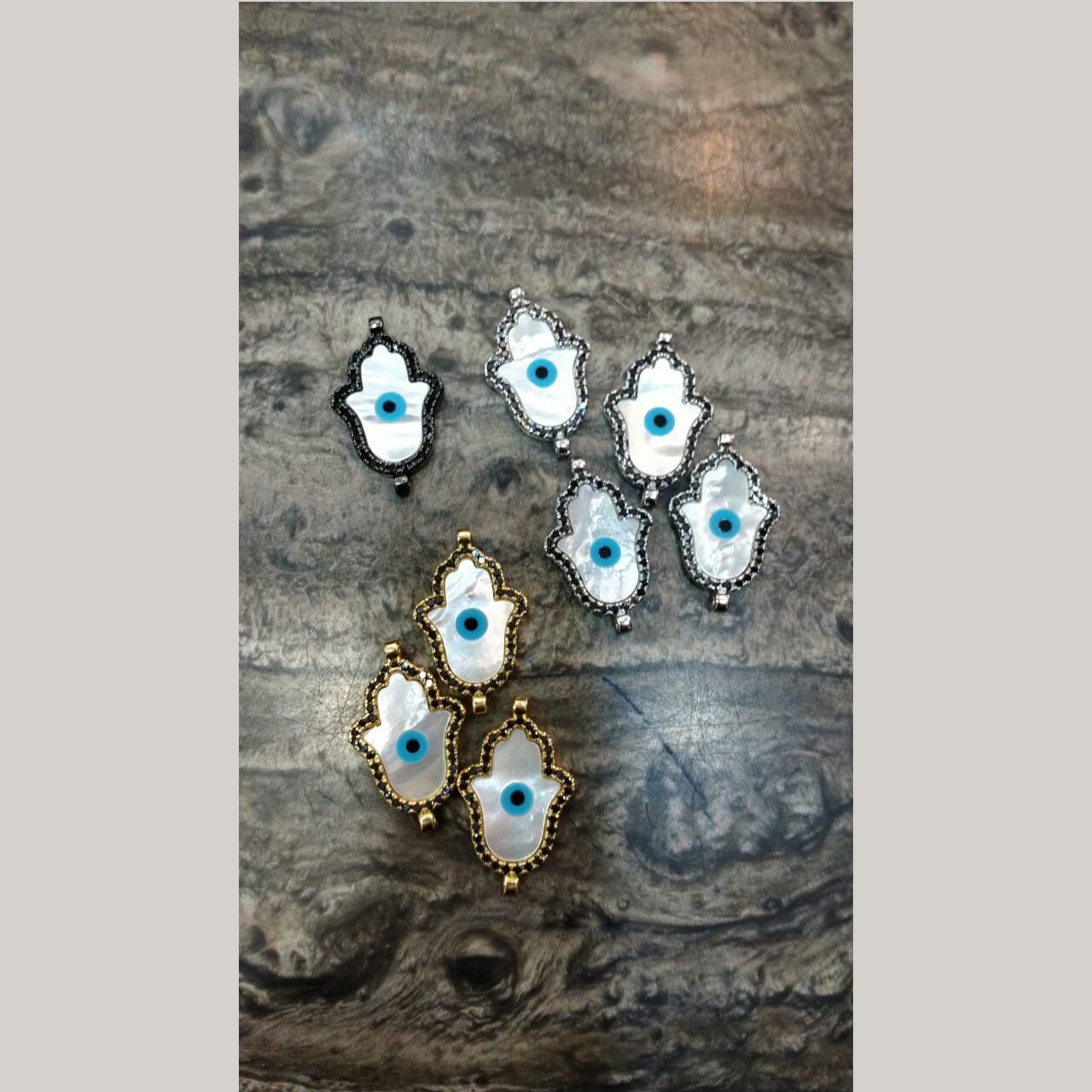 Evil Eye Hamsa Silver American Diamond Crystal Centre Pcs Women Bulk