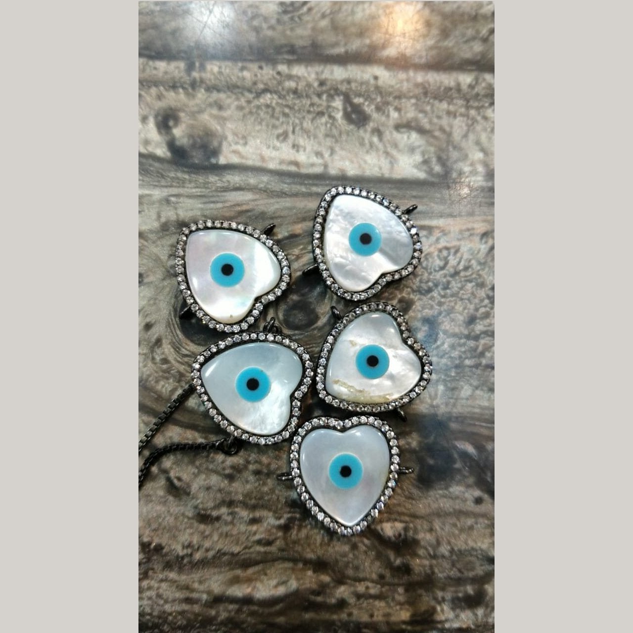 Evil Eye Heart Black Silver American Diamond Crystal Centre Pcs Bulk Main image