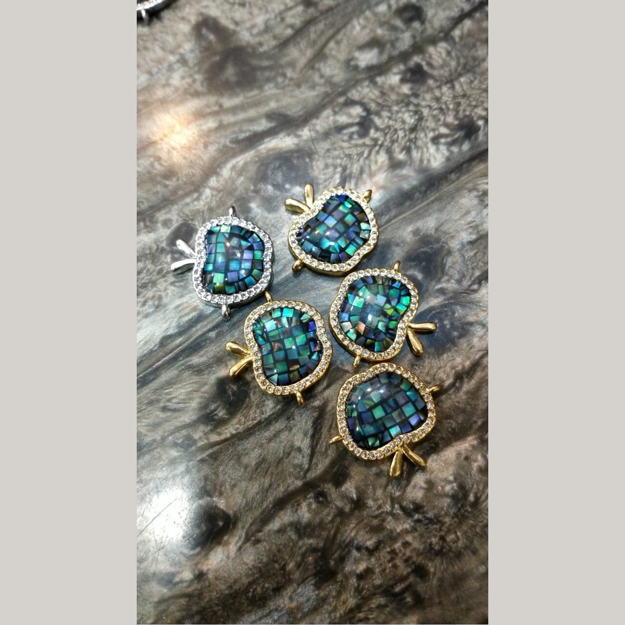 Apply Abalone Gold American Diamond Crystal Centre Pcs For Women Bulk