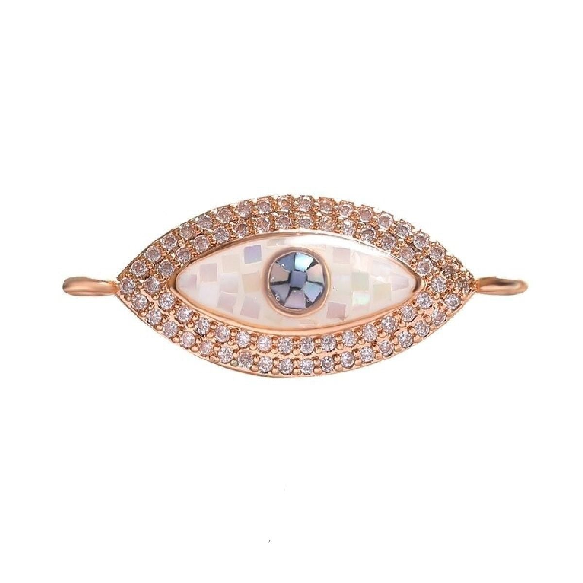 Evil Eye Oval Abalone Rose Gold CZ Crystal Centre Pcs Bulk