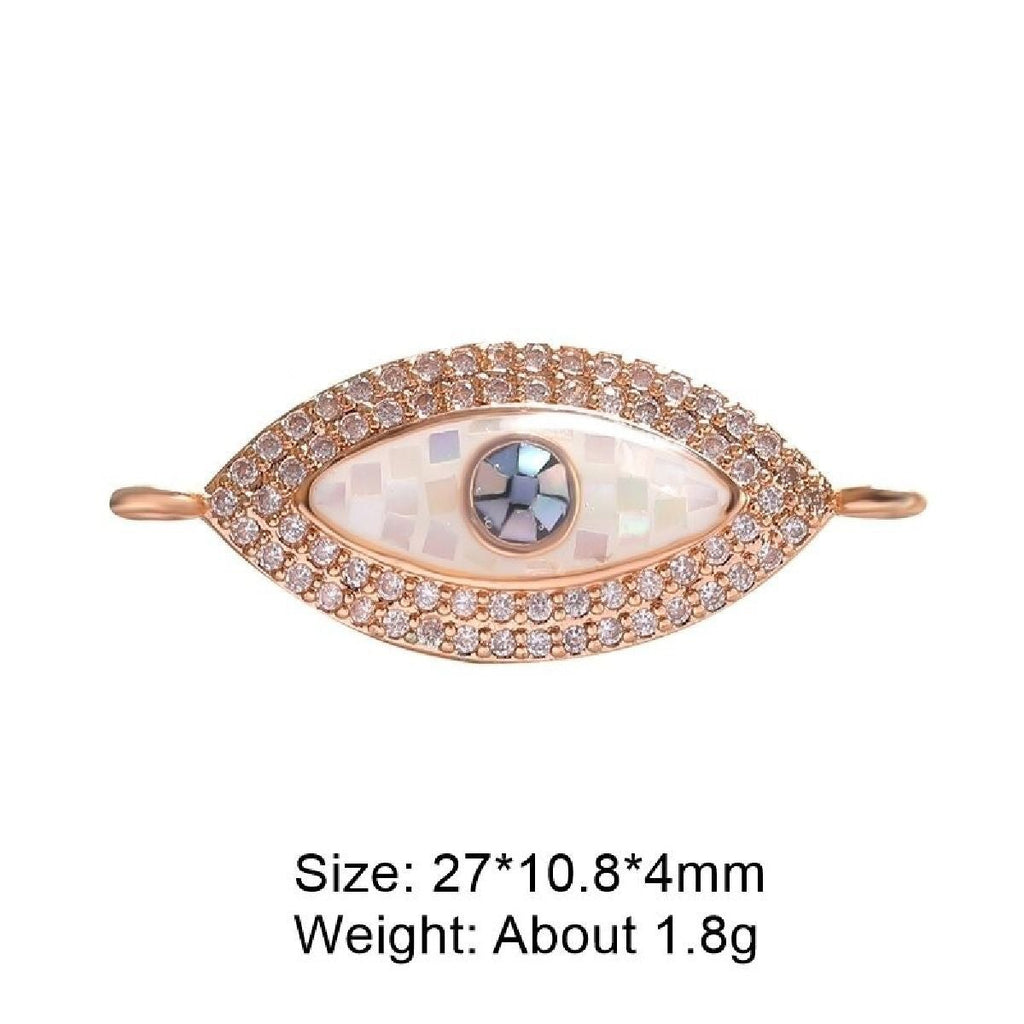 Evil Eye Oval Abalone Rose Gold CZ Crystal Centre Pcs Bulk