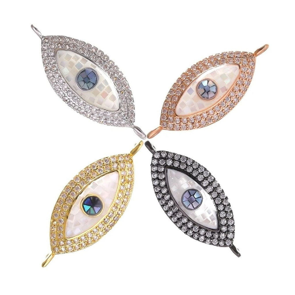 Evil Eye Oval Abalone Rose Gold CZ Crystal Centre Pcs Bulk