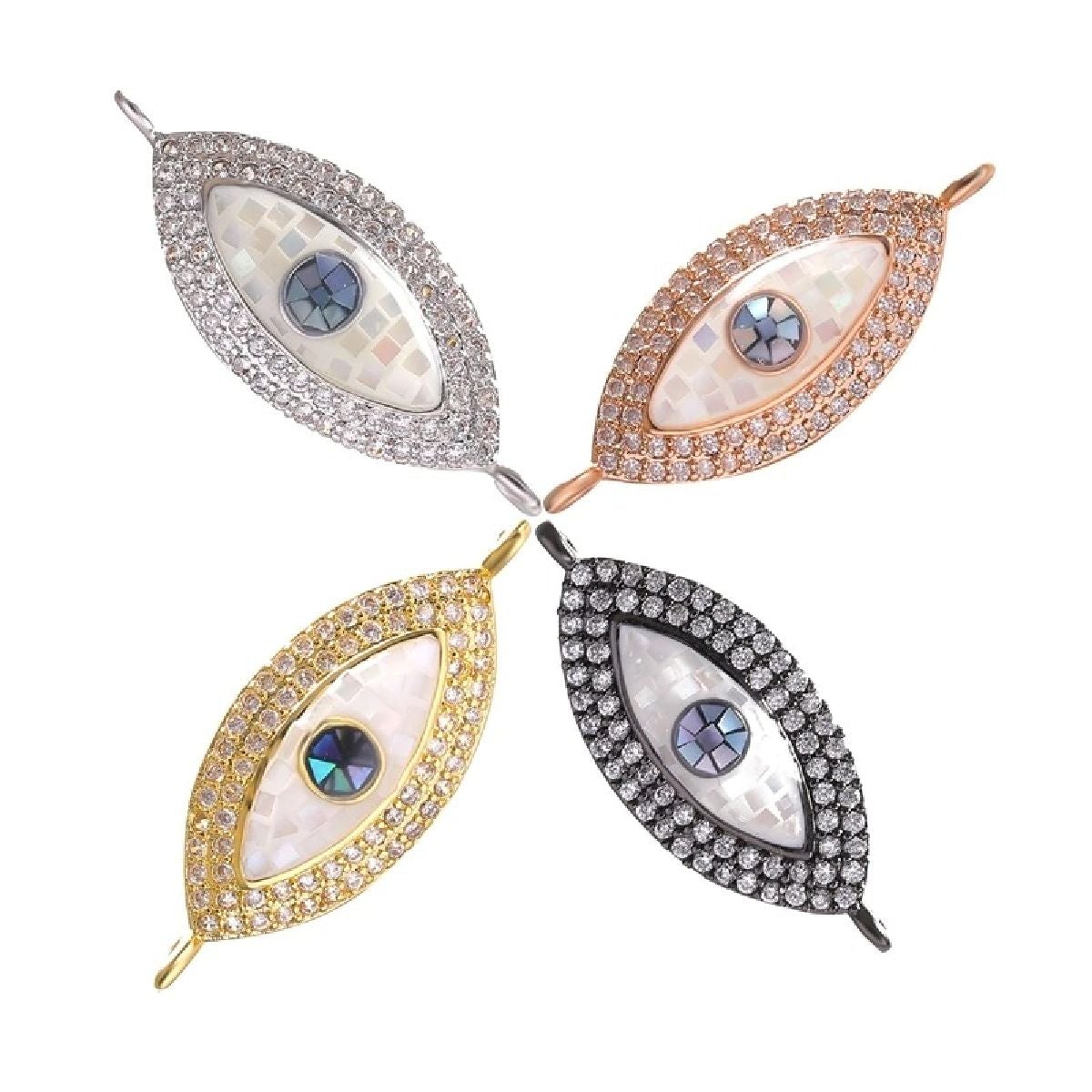 Evil Eye Oval Abalone Rose Gold CZ Crystal Centre Pcs Bulk