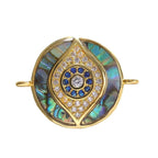 Evil Eye Round Abalone Gold Blue CZ Crystal Centre Pcs Bulk