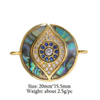 Evil Eye Round Abalone Gold Blue CZ Crystal Centre Pcs Bulk