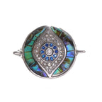 Evil Eye Round Abalone Gold Blue CZ Crystal Centre Pcs Bulk