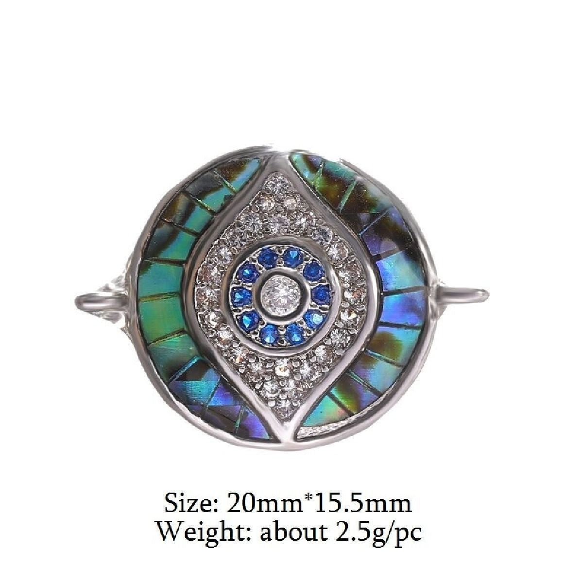 Evil Eye Round Abalone Gold Blue CZ Crystal Centre Pcs Bulk