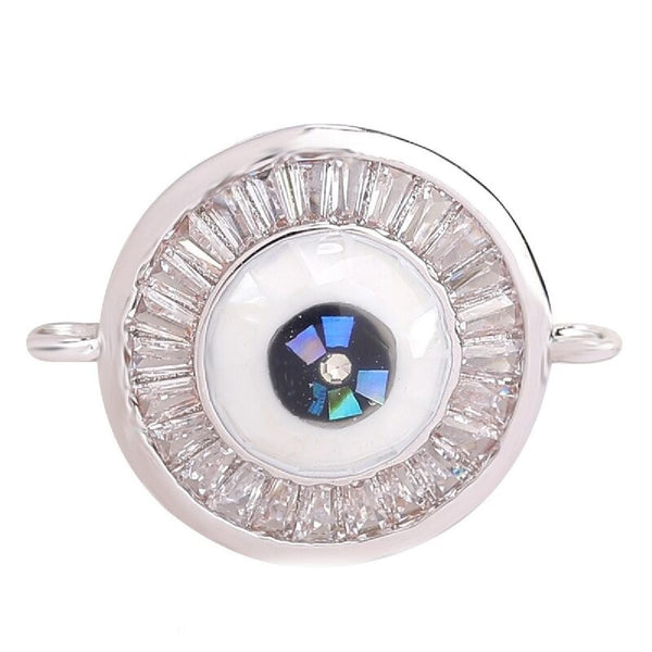 Evil Eye Round Abalone Black Silver Crystal Centre Pcs For Women Bulk Secondary image