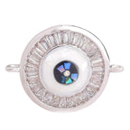 Evil Eye Round Abalone Black Silver Crystal Centre Pcs For Women Bulk