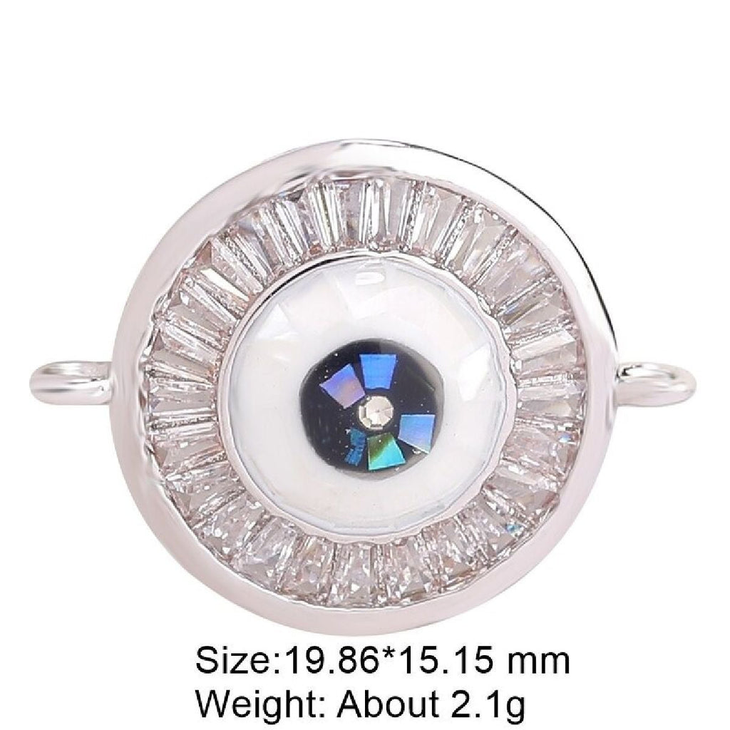 Evil Eye Round Abalone Black Silver Crystal Centre Pcs For Women Bulk