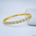Copper Gold Baguette Cubic Zirconia Crystal Bangle Cuff Kada Bulk