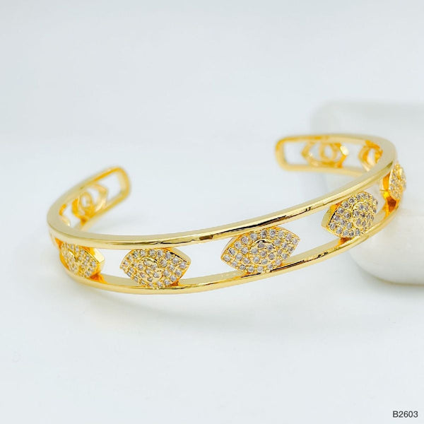 Evil Eye Copper Cubic Zirconia Gold Bangle Kada Cuff For Women Bulk Main image