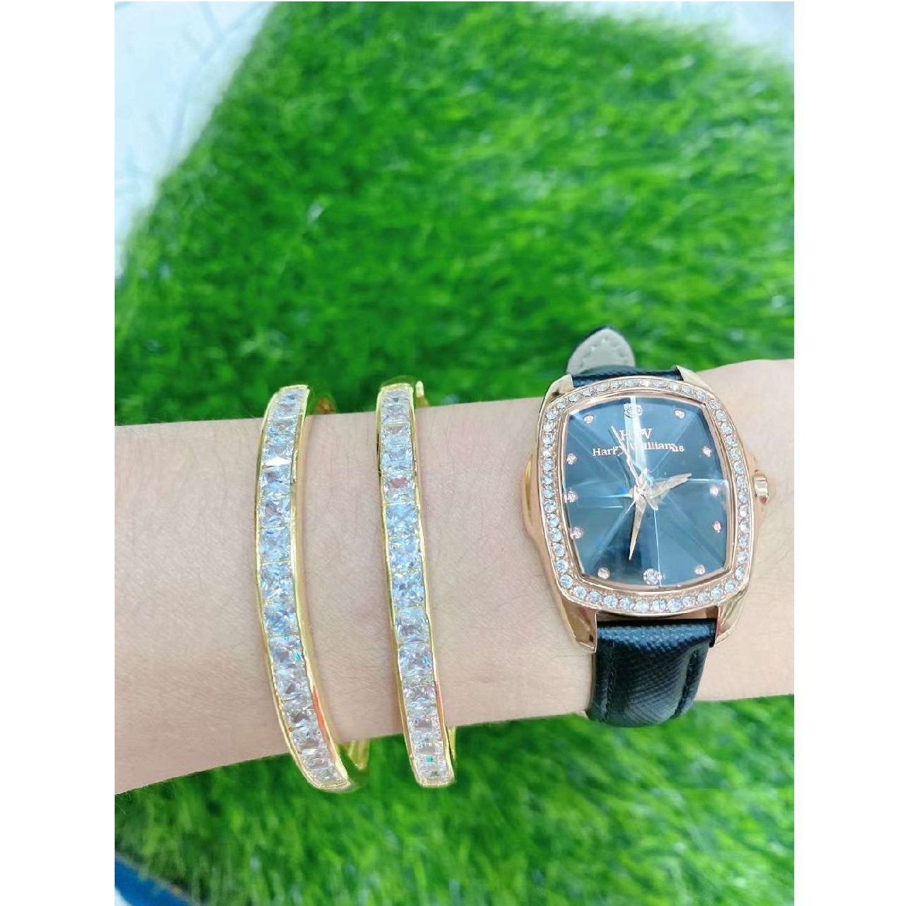 Baguettes American Diamonds Crystal Gold Copper Cuff Kada Bangle Bulk