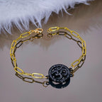 Copper Cubic Zirconia Black Gold Om Bracelet Women Bulk