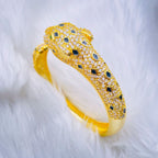 Panther American Diamond Gold Green Copper Cuff Kada Bangle Women Bulk