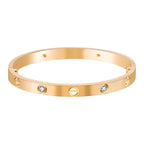 Stainless Steel Gold With CZ Screw Openable Kada Bangle Bulk